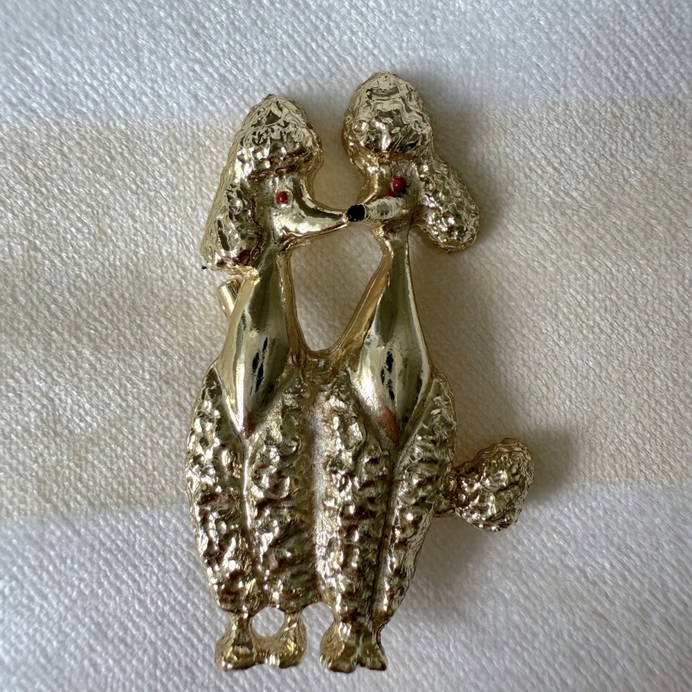 Vintage Gold Tone Poodle Brooch